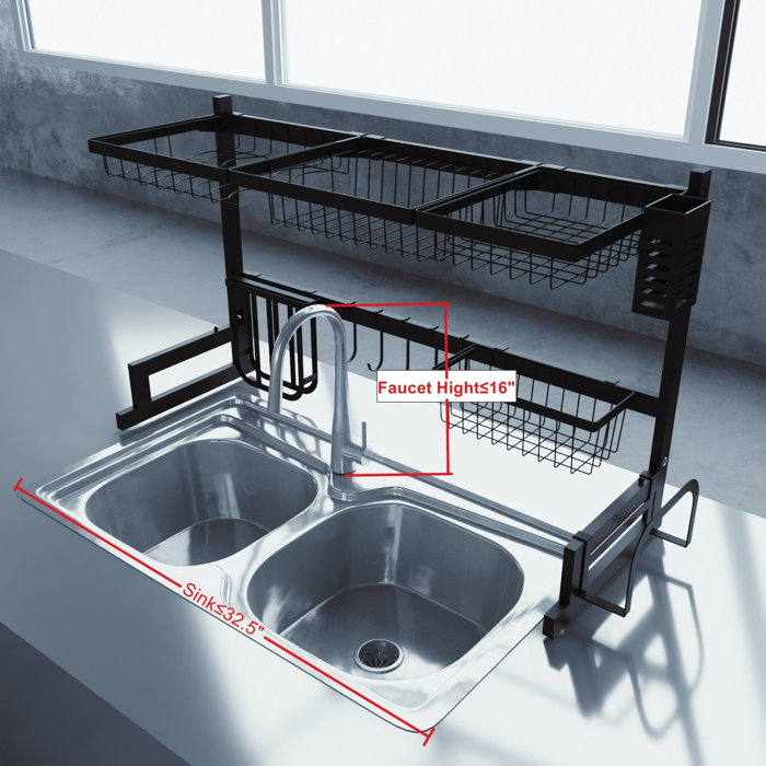 TOOLKISS Stainless Steel Over the Sink Dish Rack & Reviews Wayfair
